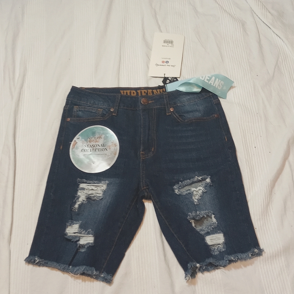 NWT VIP JEANS HIGH RISE BERMUDA JEAN SHORTS WOMENS 7/8